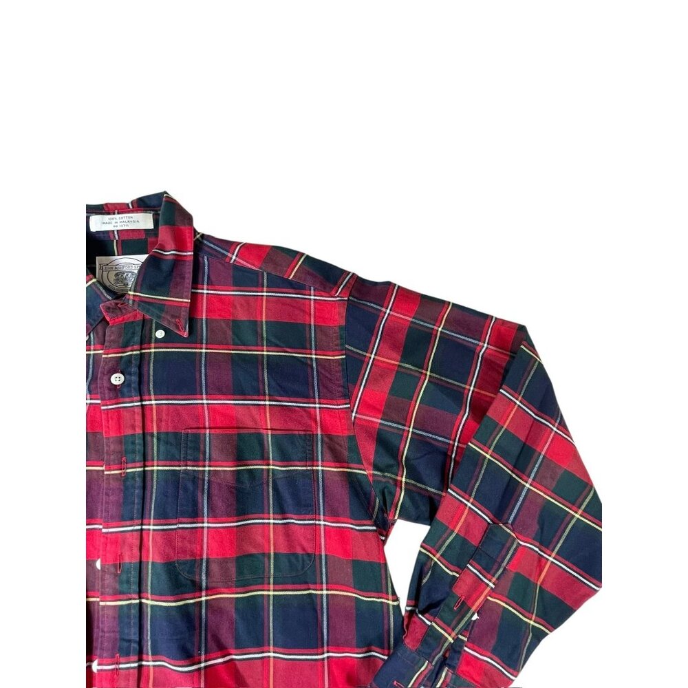 John Ashford Sport Long Sleeve Shirt Men's M Red Plaid Button Down Cotton